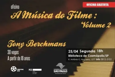 Músico premiado ministrará oficina “A Música do Filme” em Cosmópolis
