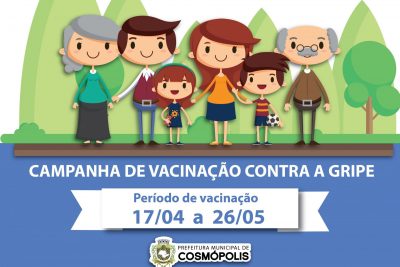 Campanha de vacinação contra a gripe ocorre de 17 de abril a 26 de maio