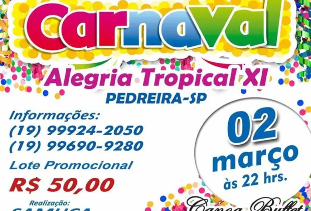 SAMUCA e Lar dos Velhos estarão promovendo o baile “Carnaval Alegria Tropical” no Canoa Buffet