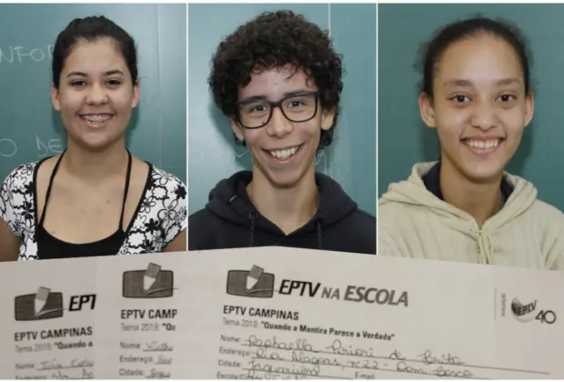 TRÊS ALUNOS DE ESCOLAS MUNICIPAIS DE JAGUARIÚNA ESTÃO NA SEMIFINAL DO CONCURSO EPTV NA ESCOLA