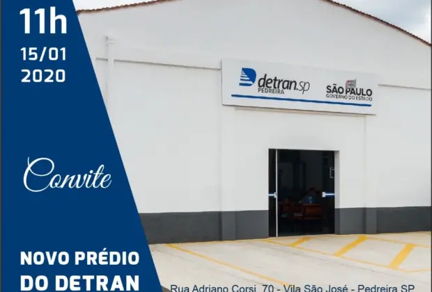 OR – Nova sede do DETRAN de Pedreira será inaugurada na quarta-feira, 15 de janeiro