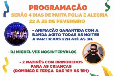 Programação do carnaval 2020 em Lindoia