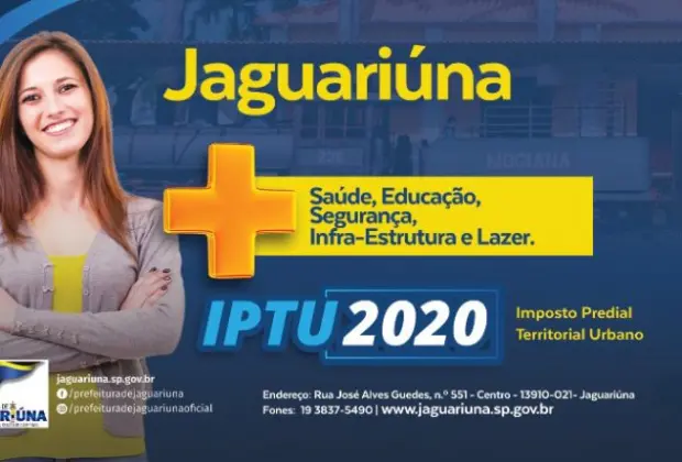 COTA ÚNICA DO IPTU COM DESCONTO DE 10% VENCE NESTA QUINTA-FEIRA