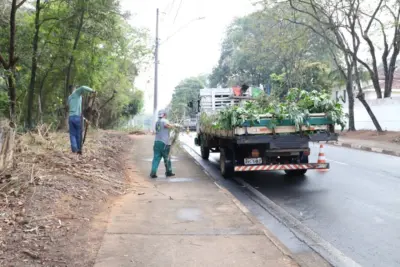 Serviços Municipais se divide entre limpeza da Nagib Chaib, coleta de galhos e revitalização de praças