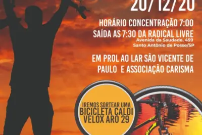 Pedal Solidário será realizado neste domingo em prol das entidades assistenciais de Santo Antônio de Posse