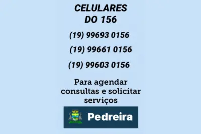 Novos números de celulares da Central de Atendimento ao Cidadão de Pedreira