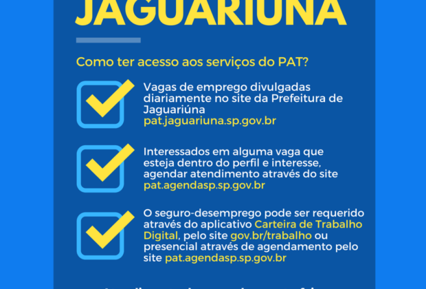 Confira as Vagas de Emprego no PAT Jaguariúna