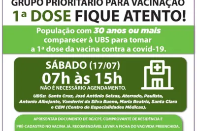 Mega Mutirão de Vacinação contra a Covid-19, neste sábado em Mogi Mirim