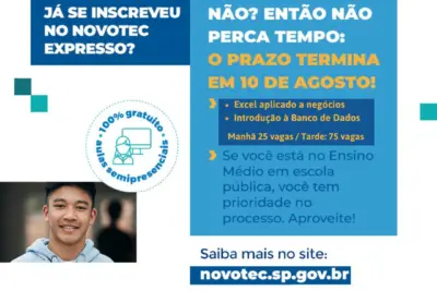 JAGUARIÚNA OFERECE CURSOS TÉCNICOS GRATUITOS DO NOVOTEC; INSCRIÇÕES SE ENCERRAM NESTA TERÇA