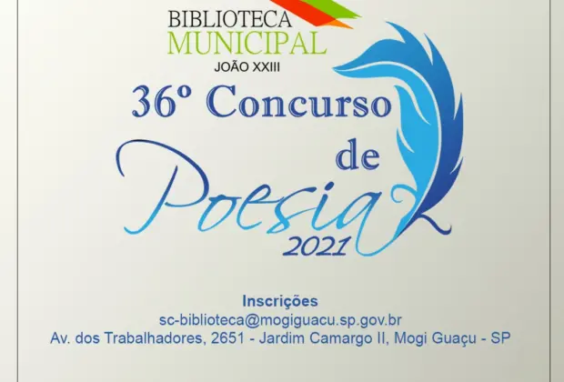 Estão abertas as inscrições para o 36º Concurso de Poesia de Mogi Guaçu