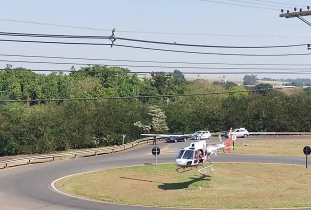 Helicóptero Águia socorre vítima de acidente em Engenheiro Coelho