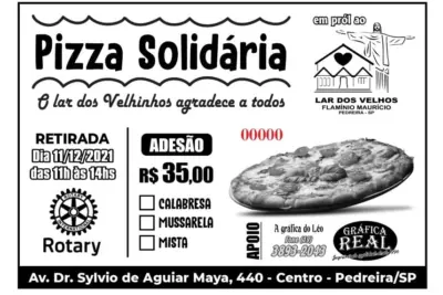 Lar dos Velhos “Flamínio Maurício” estará promovendo Pizza Solidária