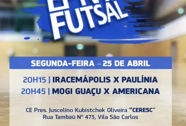 Mogi Guaçu estreia na 9ª Taça EPTV de Futsal na segunda-feira, 25 de abril