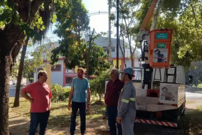 ESPAÇOS PÚBLICOS RECEBEM PODA E REFORÇO NA ILUMINAÇÃO