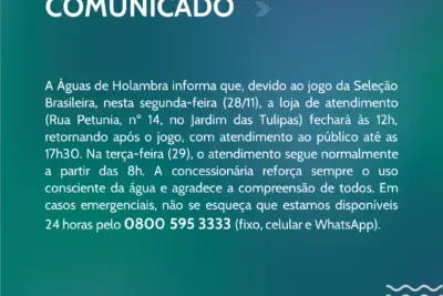 comunicado da Águas de Holambra.