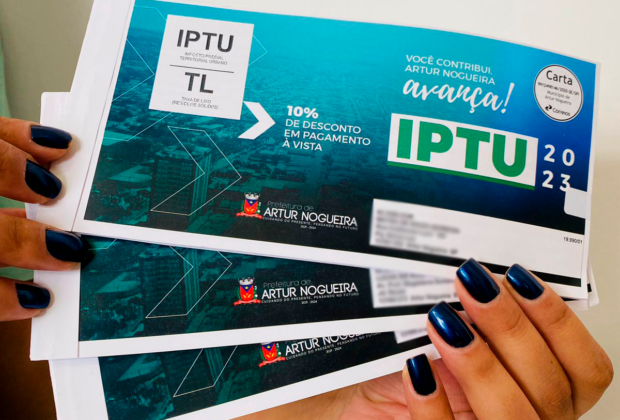 Cota única e 1ª parcela do IPTU 2023 de Artur Nogueira vencem nesta sexta
