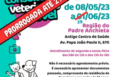 Alta demanda prorroga permanência do Consultório Veterinário Móvel no Padre Anchieta Estruturá manterá atendimento à população local até o dia 29 de junho