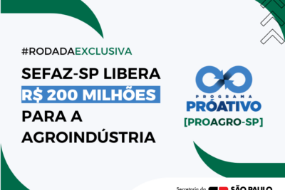 ProAgro-SP: Governo de SP libera R$ 200 milhões de crédito acumulado para agroindústria