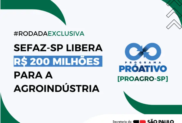 ProAgro-SP: Governo de SP libera R$ 200 milhões de crédito acumulado para agroindústria