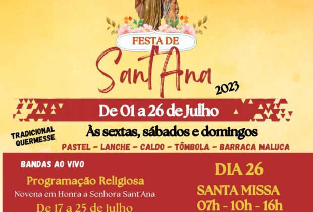 Festa em louvor a Sant’Ana, Padroeira de Pedreira, começa neste sábado, 1º de julho