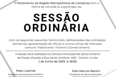 Santo Antônio de Posse sedia reunião dos presidentes de Câmaras da RMC nesta sexta-feira