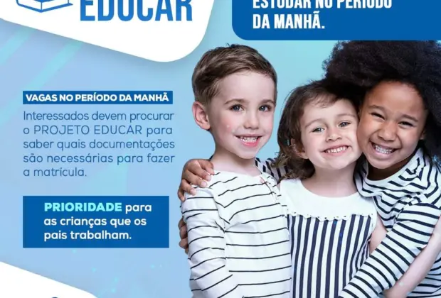 Engenheiro Coelho e Secretaria de Educação em parceria com Assistência Social oferecem 10 vagas para o Projeto Educar