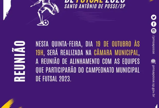 Reunião na Câmara Municipal de Santo Antônio de Posse visa alinhar equipes para o Campeonato Municipal de Futsal 2023