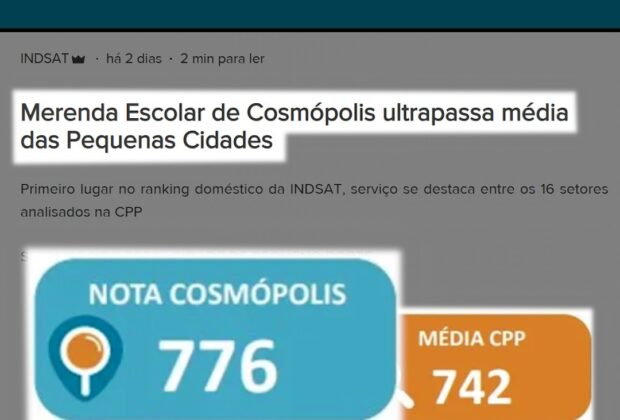 Merenda escolar de Cosmópolis recebe, pelo segundo ano, classificação de excelência pelos moradores