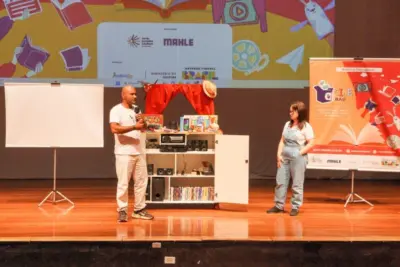 Cine Baú vai doar livros, filmes e estrutura com sistema de som e projeção para escola de Jaguariúna