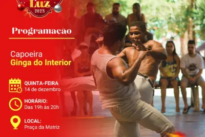 A PROGRAMAÇÃO DO NATAL LUZ SEGUE NESTA QUINTA COM SHOW DA ORQUESTRA MUNICIPAL E APRESENTAÇÃO DE CAPOEIRA