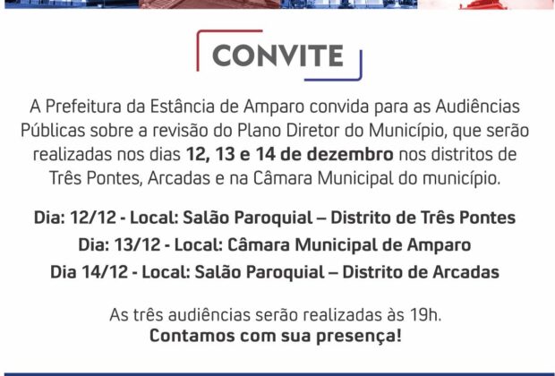 Prefeitura de Amparo promove Audiências Públicas para revisão do Plano Diretor