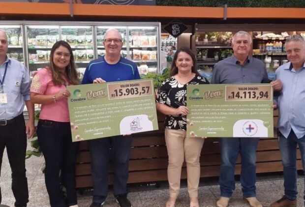 Covabra Supermercados entrega R$ mil a duas instituições assistenciais de Pedreira