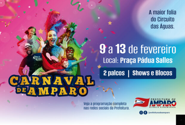 Carnaval de Amparo 2024 promete agitar os foliões e traz uma programação especial para toda família