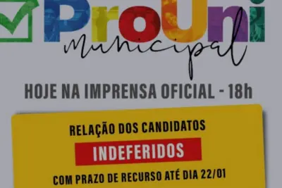 PREFEITURA PUBLICA RELAÇÃO DE INDEFERIDOS DO PROUNI MUNICIPAL NA EDIÇÃO DE HOJE DA IMPRENSA OFICIAL