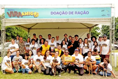 Donativos serão distribuídos entre entidades de proteção animal da cidade de Paulínia (SP); ação ofereceu voos de balão em troca da doação de 5kg de ração