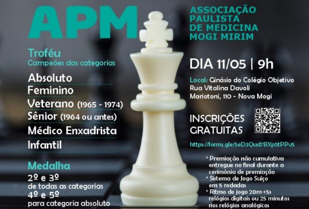 APM Regional Mogi Mirim promove 1º Aberto de Xadrez Rápido