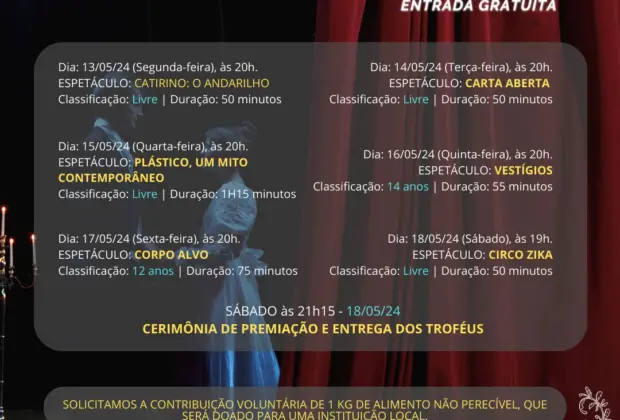 13º Festival de Teatro de Mogi Guaçu acontece no período de 13 a 18 de maio com entrada franca