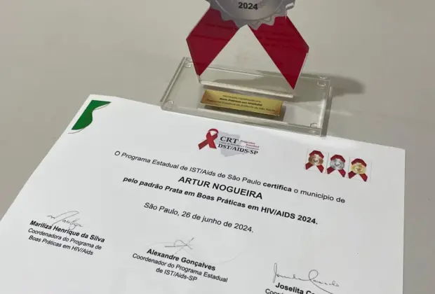 Prefeitura de Artur Nogueira recebe selo prata de boas práticas em HIV/Aids