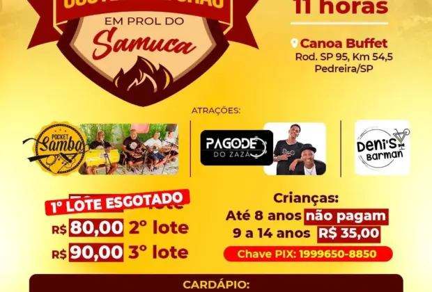 Estão à venda as adesões para o 3º Festival da Costela de Chão em prol do SAMUCA