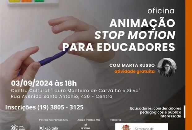 INSCRIÇÕES ABERTAS PARA A OFICINA DE ANIMAÇÃO STOP MOTION