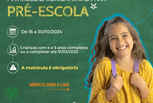 Secretaria de Educação de Pedreira recebe matrículas para Pré-Escola até o dia 30 de outubro