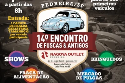 14º Encontro de Fuscas e Antigos de Pedreira acontece no dia 08 de dezembro, no Nagoya Outlet