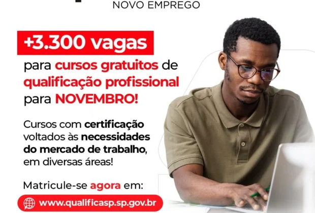 PROGRAMA ‘NOVO EMPREGO’ OFERECE CURSOS GRATUITOS DE QUALIFICAÇÃO PROFISSIONAL