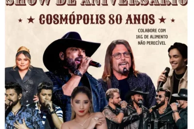 Cosmópolis celebra 80 anos com shows especiais no dia 4 de dezembro