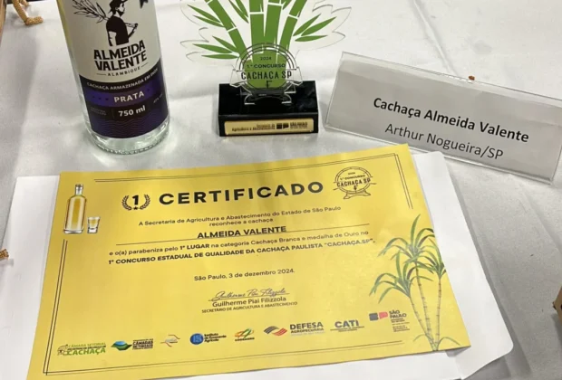 Cachaça Almeida Valente, de Artur Nogueira, conquista 1° lugar e Medalha de Ouro em concurso estadual