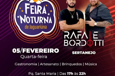 SERTANEJO É ATRAÇÃO MUSICAL DE HOJE DA FEIRA NOTURNA DE JAGUARIÚNA