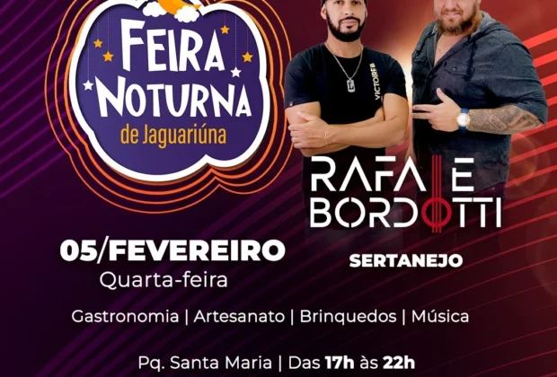 SERTANEJO É ATRAÇÃO MUSICAL DE HOJE DA FEIRA NOTURNA DE JAGUARIÚNA