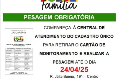 BENEFICIÁRIOS DO BOLSA FAMÍLIA TÊM ATÉ 24 DE ABRIL PARA RETIRAR O CARTÃO E REALIZAR O MONITORAMENTO
