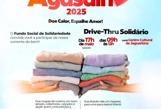 CAMPANHA DO AGASALHO MOBILIZA JAGUARIÚNA COM DRIVE-THRU SOLIDÁRIO E INGRESSO PARA PEÇA INFANTIL