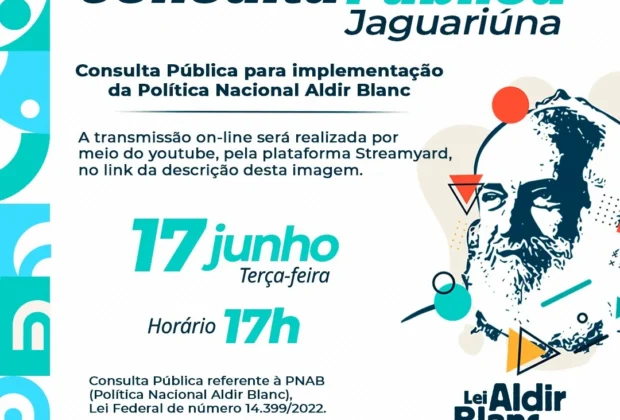 JAGUARIÚNA REALIZA CONSULTA PÚBLICA SOBRE A POLÍTICA NACIONAL ALDIR BLANC NESTA TERÇA